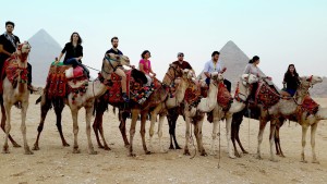 Ruby and the Cairo International Film Festival guests on Camels (1)